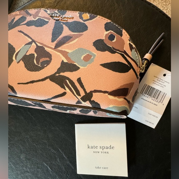 Kate Spade NWT (w/ Callout) Cameron Paper Rose Medium Dome Cosmetic Case - Picture 5 of 7
